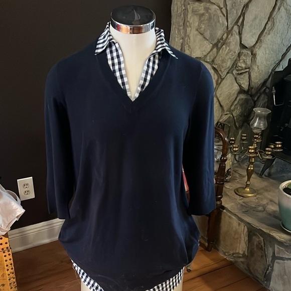 Draper James Wool and Cotton Combo Sweaterdress in Navy Size 1X NWT - Picture 4 of 7